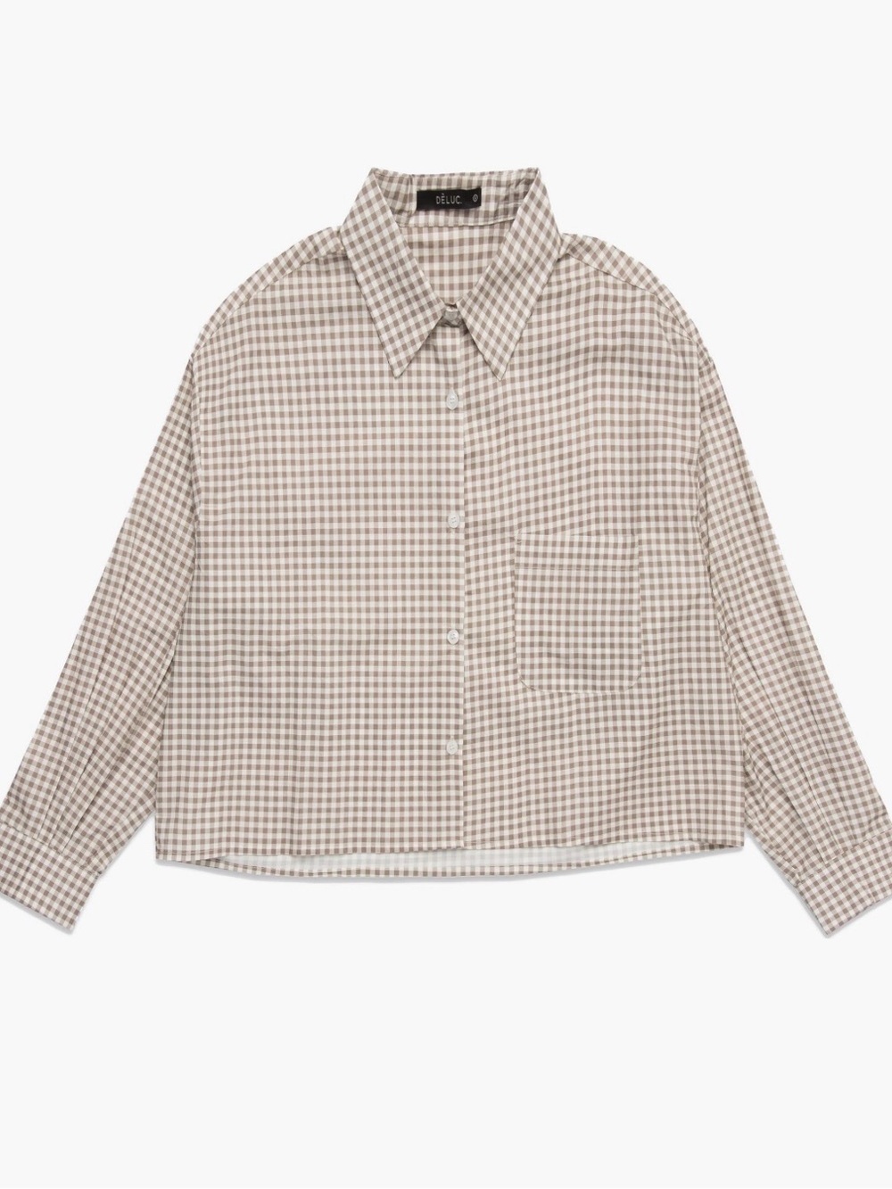 Deluc Lance Check Print Cotton Poplin Oversized Cropped Shirt Sise S